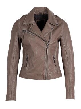 NWT FP Mauritius Christy RF Lamb Leather Moto Jacket Star Back Taupe US 8